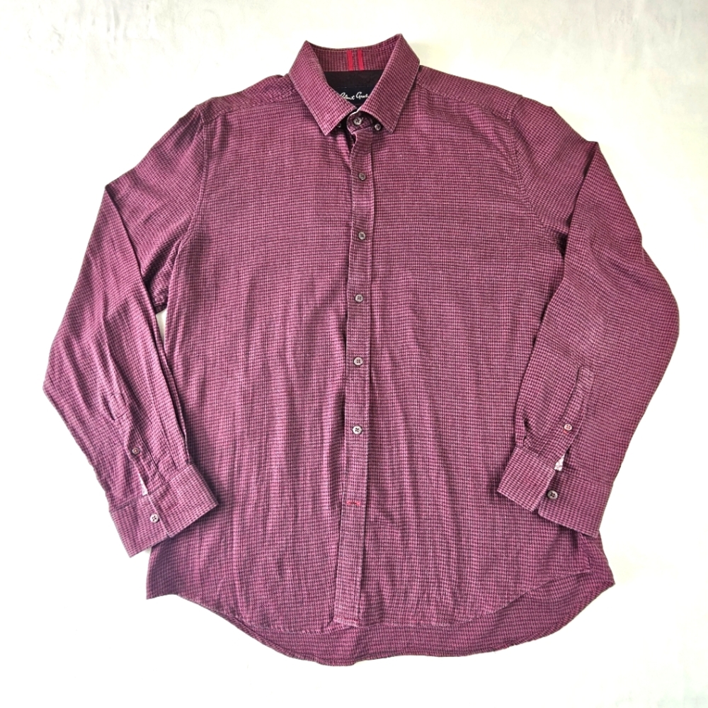 Robert Graham Printed Button Down Red/Black Long Sleeve Collar Shirt Size XL
